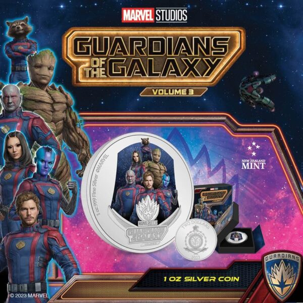 2023 Niue Marvel Guardians of the Galaxy Vol. 3 Colorized 1oz Silver Proof Coin - Image 6