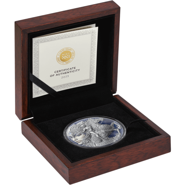 2023 Cameroon Femina Bellator Valkyrie 2oz Silver Antiqued Coin - Image 6