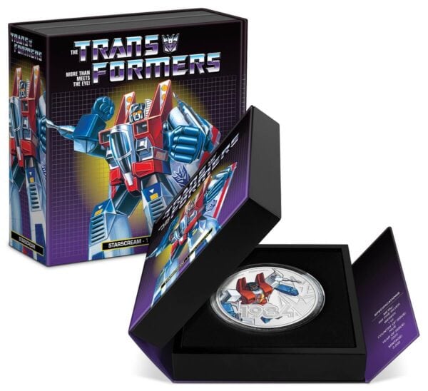 2023 Niue Hasbro Transformers Starscream 1oz Silver Colorized Proof Coin - Image 4
