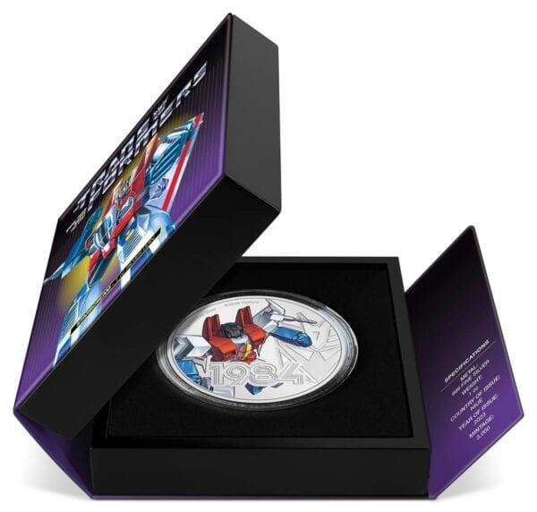 2023 Niue Hasbro Transformers Starscream 1oz Silver Colorized Proof Coin - Image 6