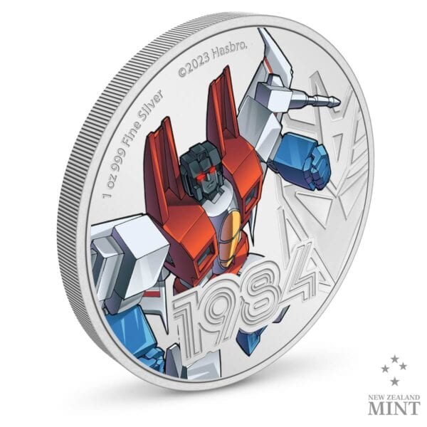 2023 Niue Hasbro Transformers Starscream 1oz Silver Colorized Proof Coin - Image 3