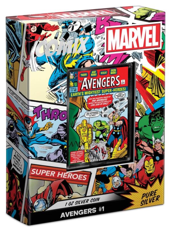 2023 Niue Marvel Avengers #1 COMIX 1 oz Silver Colorized Proof Coin - Image 5