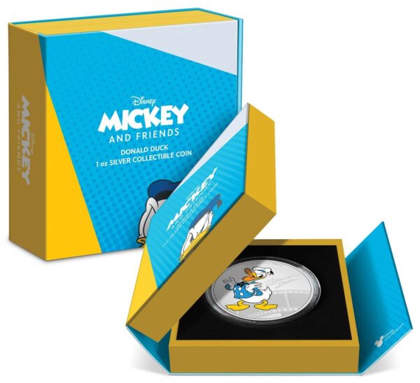 2023 Niue Disney Mickey and Friends Donald Duck 1oz Silver Colorized Proof Coin - Image 4