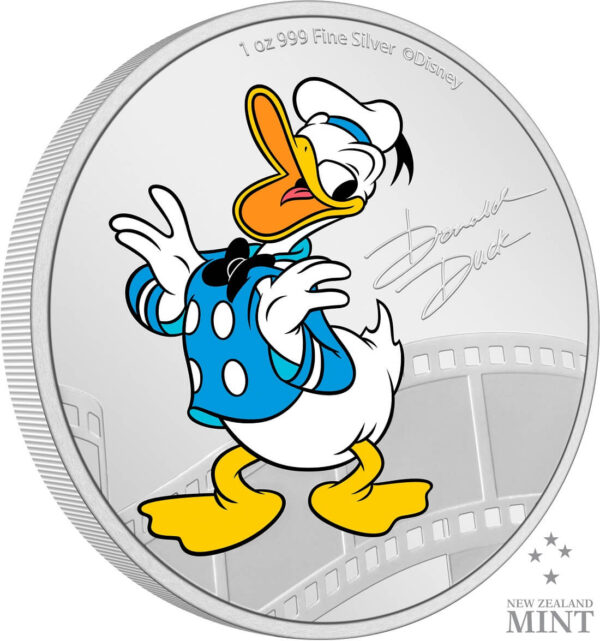 2023 Niue Disney Mickey and Friends Donald Duck 1oz Silver Colorized Proof Coin - Image 2