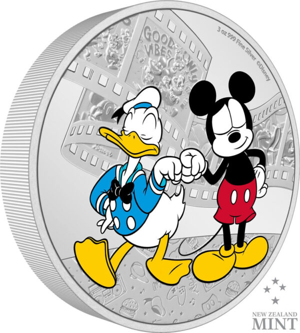 2023 Niue Disney Mickey and Friends Donald Duck and Mickey Mouse 3oz Silver Proof Coin - Image 2