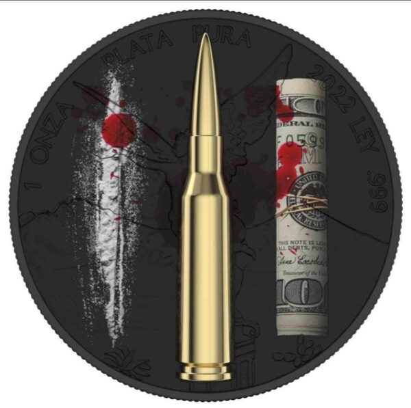 2022 Mexico Narcos Libertad with Bullet Insert 1oz Silver Coin