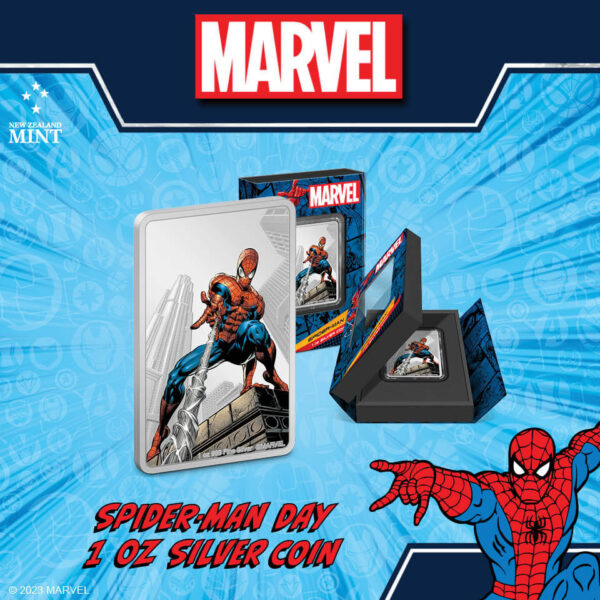 2023 Niue Marvel Spider Man Day 1oz Silver Colorized Proof Coin - Image 6