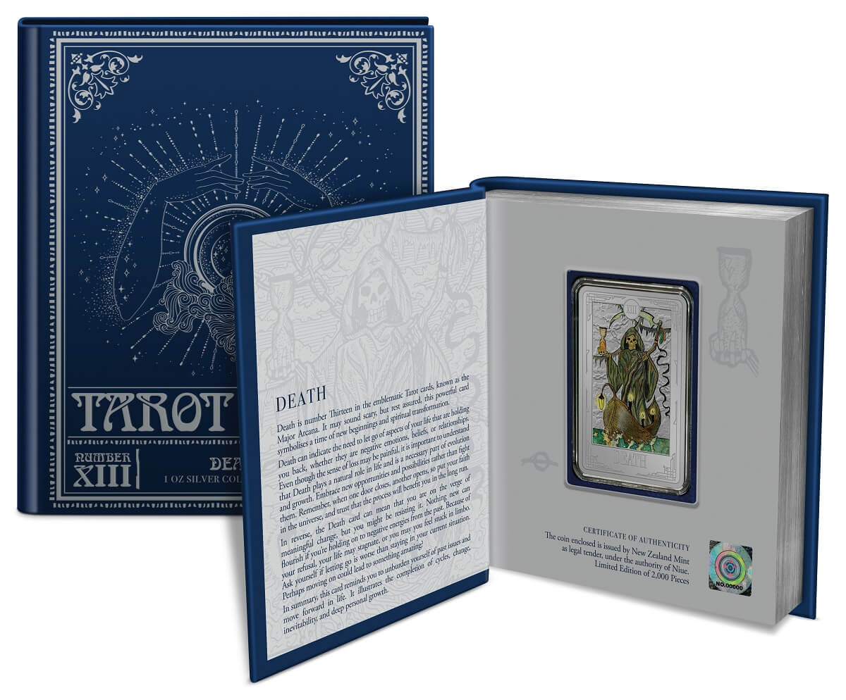 2023 Niue Tarot Cards Death XIII 1oz Silver Colorized Proof Coin