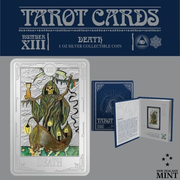 2023 Niue Tarot Cards Death XIII 1oz Silver Colorized Proof Coin - Image 7