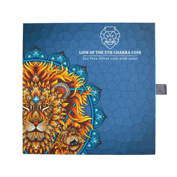 2023 Solomon Islands Lion of the 5th Chakra 2oz Silver Colorized Coin - Image 6