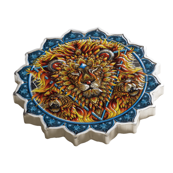 2023 Solomon Islands Lion of the 5th Chakra 2oz Silver Colorized Coin - Image 3