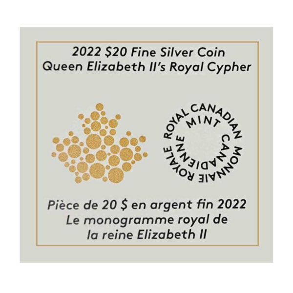 2022 Canada Queen Elizabeth II's Royal Cypher 1oz Silver Matte Proof Coin - Image 7