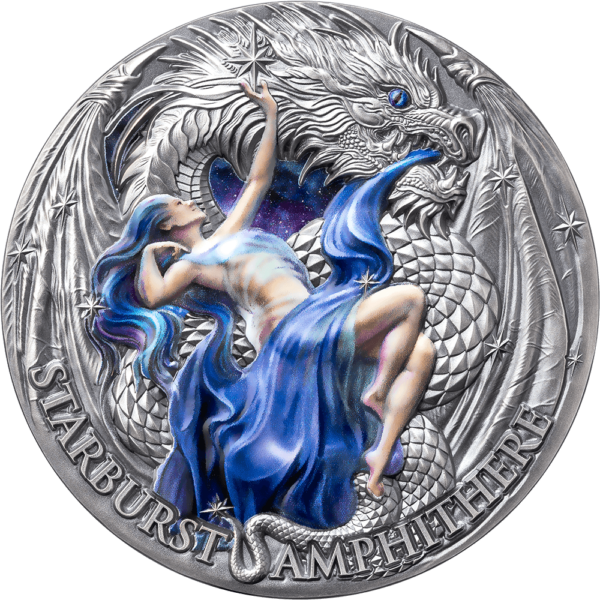 2023 Cameroon Dragonology Starburst Amphithere 2oz Silver High Relief Coin