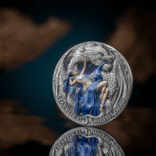 2023 Cameroon Dragonology Starburst Amphithere 2oz Silver High Relief Coin - Image 3