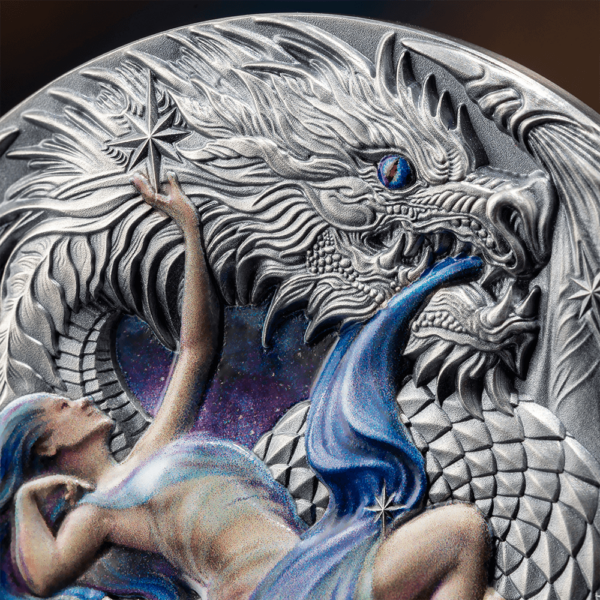 2023 Cameroon Dragonology Starburst Amphithere 2oz Silver High Relief Coin - Image 5