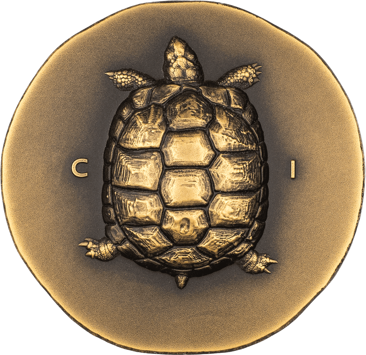 2023 Cook Islands Numismatic Icons Tortoise 1oz Gold Ultra High Relief  Antiqued Coin