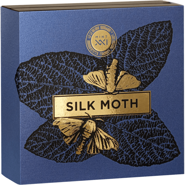 2023 Ghana Nature Architects Silk Moth 2oz Silver Antiqued Gilded Coin - Image 5