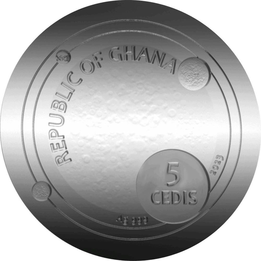 Republic of Ghana 5 Cedis coin from 2013 with embossed text and country emblem.