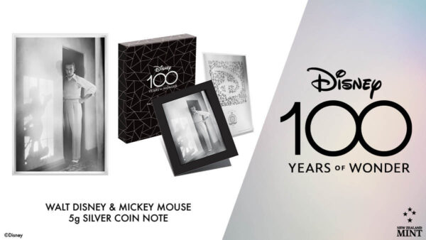 2023 Niue Disney 100 Years of Wonder Walt Disney and Mickey Mouse 5g Silver Note - Image 8