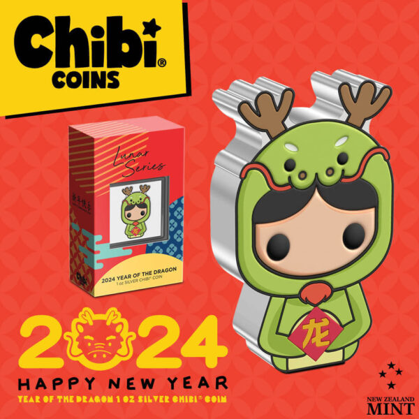2024 Niue Lunar Year of the Dragon 1oz Silver Colorized Proof Chibi Coin - Image 6