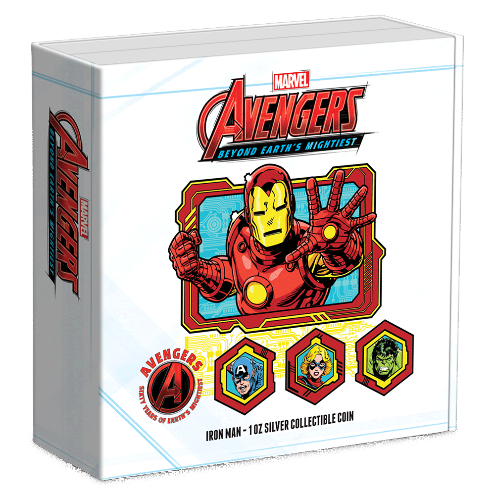 2023 Niue Marvel Avengers 60th Ann Iron Man 1oz Silver Proof Coin ...