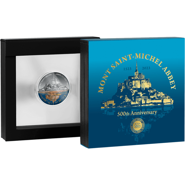 2023 Niue Mont Saint-Michel Abbey 500th Ann. 2oz Silver Antiqued Coin - Image 3