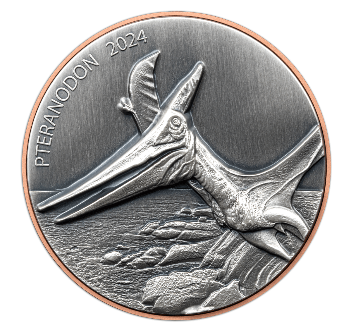 2023 Vanuatu Double Silver Giant Pteranodon Antique Finish Silver