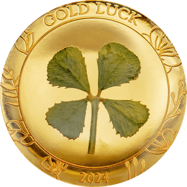 2024 Palau Four Leaf Clover Gold Luck 1g Gold Proof Coin