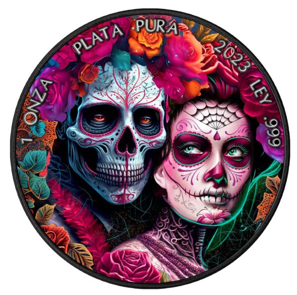 2023 Mexico Libertad DIA DE LOS MUERTOS V Day of the Dead 1oz Silver Colorized Coin