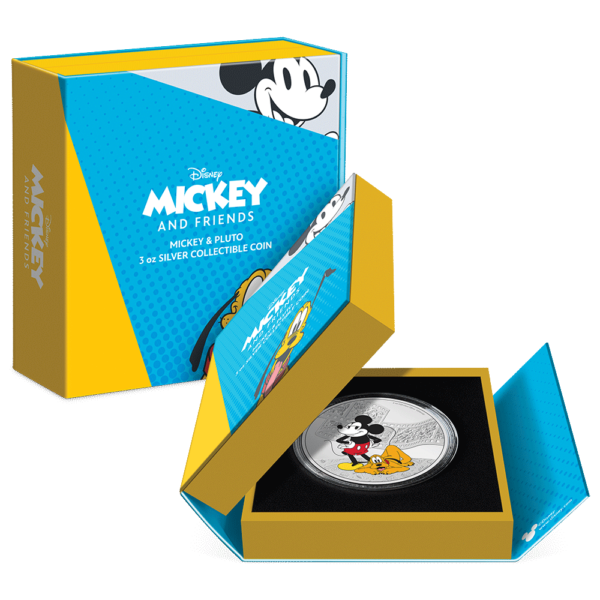 2023 Niue Disney Mickey and Friends Mickey and Pluto 3oz Silver Proof Coin - Image 4