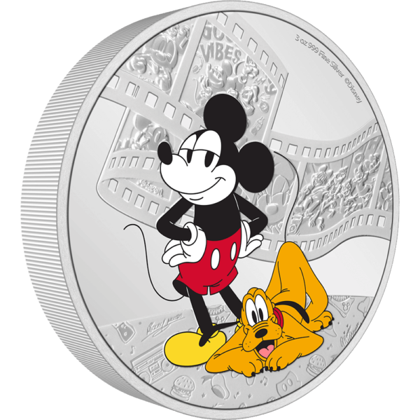 2023 Niue Disney Mickey and Friends Mickey and Pluto 3oz Silver Proof Coin - Image 3