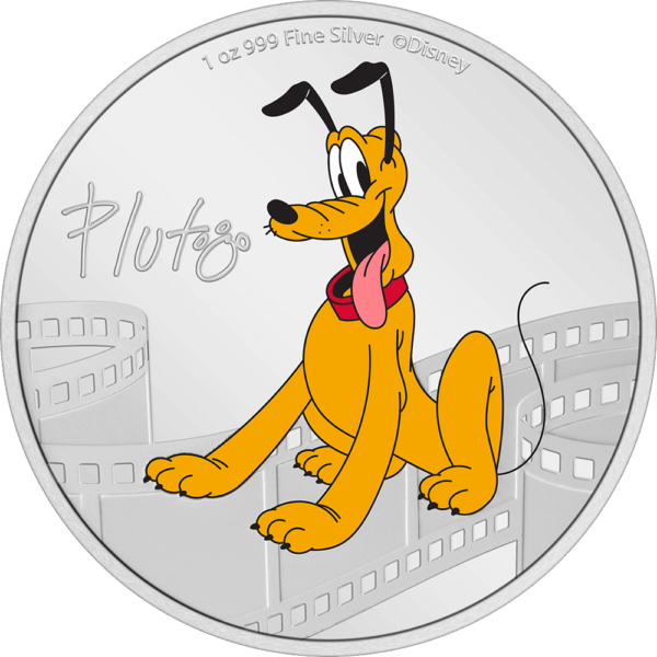 2023 Niue Disney Mickey and Friends Pluto 1oz Silver Colorized Proof Coin