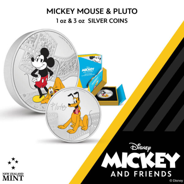 2023 Niue Disney Mickey and Friends Pluto 1oz Silver Colorized Proof Coin - Image 7