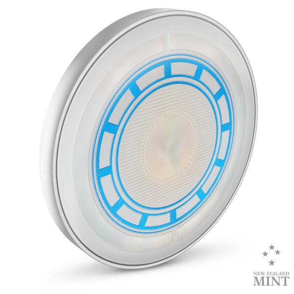 2023 Niue Marvel Iron Man Arc Reactor 5oz Silver Colorized Proof Coin - Image 4