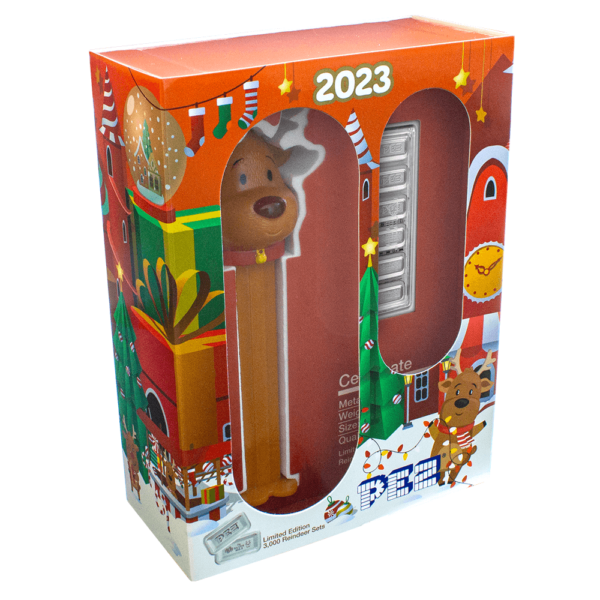 2023 Reindeer PEZ Dispenser with 30g Silver Wafer Set - Image 3