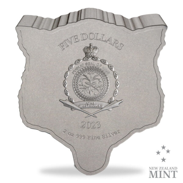 2023 Niue Fierce Nature Wolf 2oz Silver Antiqued Coin - Image 2