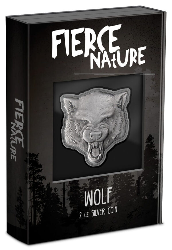 2023 Niue Fierce Nature Wolf 2oz Silver Antiqued Coin - Image 7