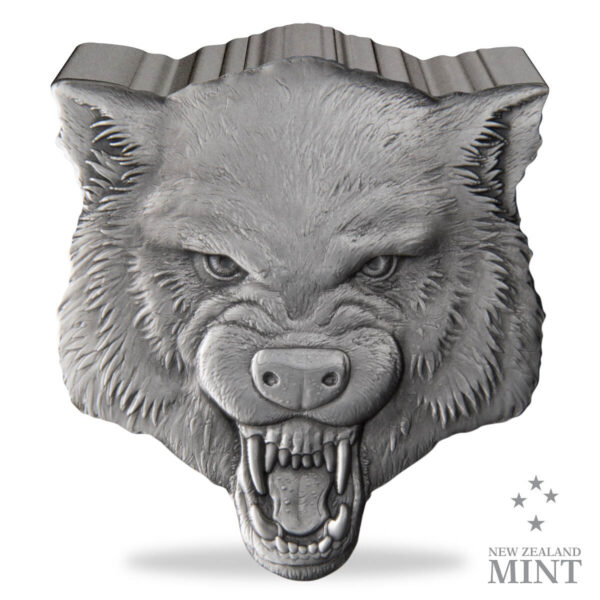 2023 Niue Fierce Nature Wolf 2oz Silver Antiqued Coin