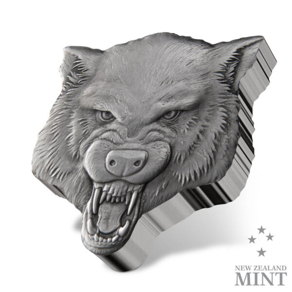 2023 Niue Fierce Nature Wolf 2oz Silver Antiqued Coin - Image 3