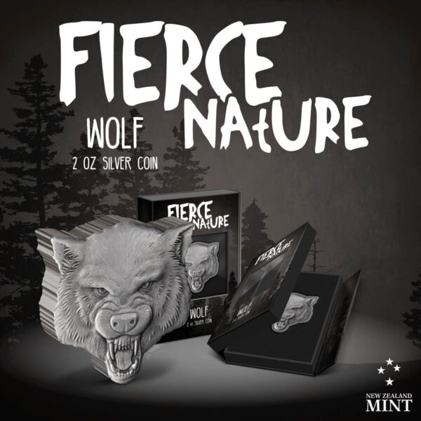 2023 Niue Fierce Nature Wolf 2oz Silver Antiqued Coin - Image 8