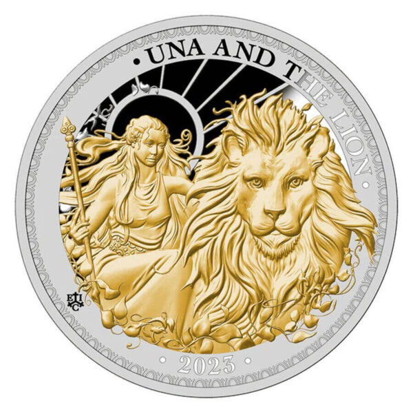 2023 St. Helena Una and The Lion 1oz Silver Gilded Proof Coin