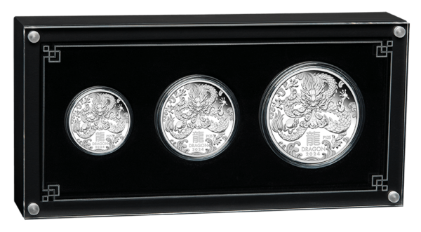 2024 Australia Lunar Series III Year of the Dragon Three Coin Silver Set