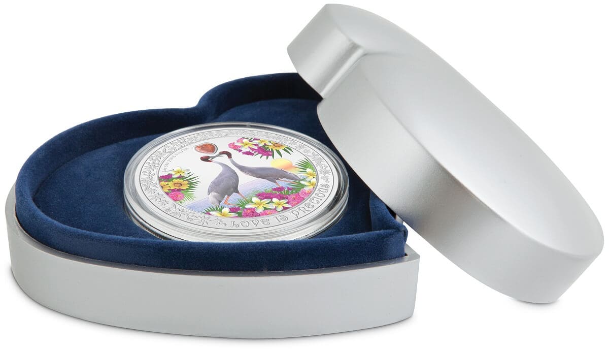 2024 Niue Love is Precious Sarus Crane 1oz Silver Colorized