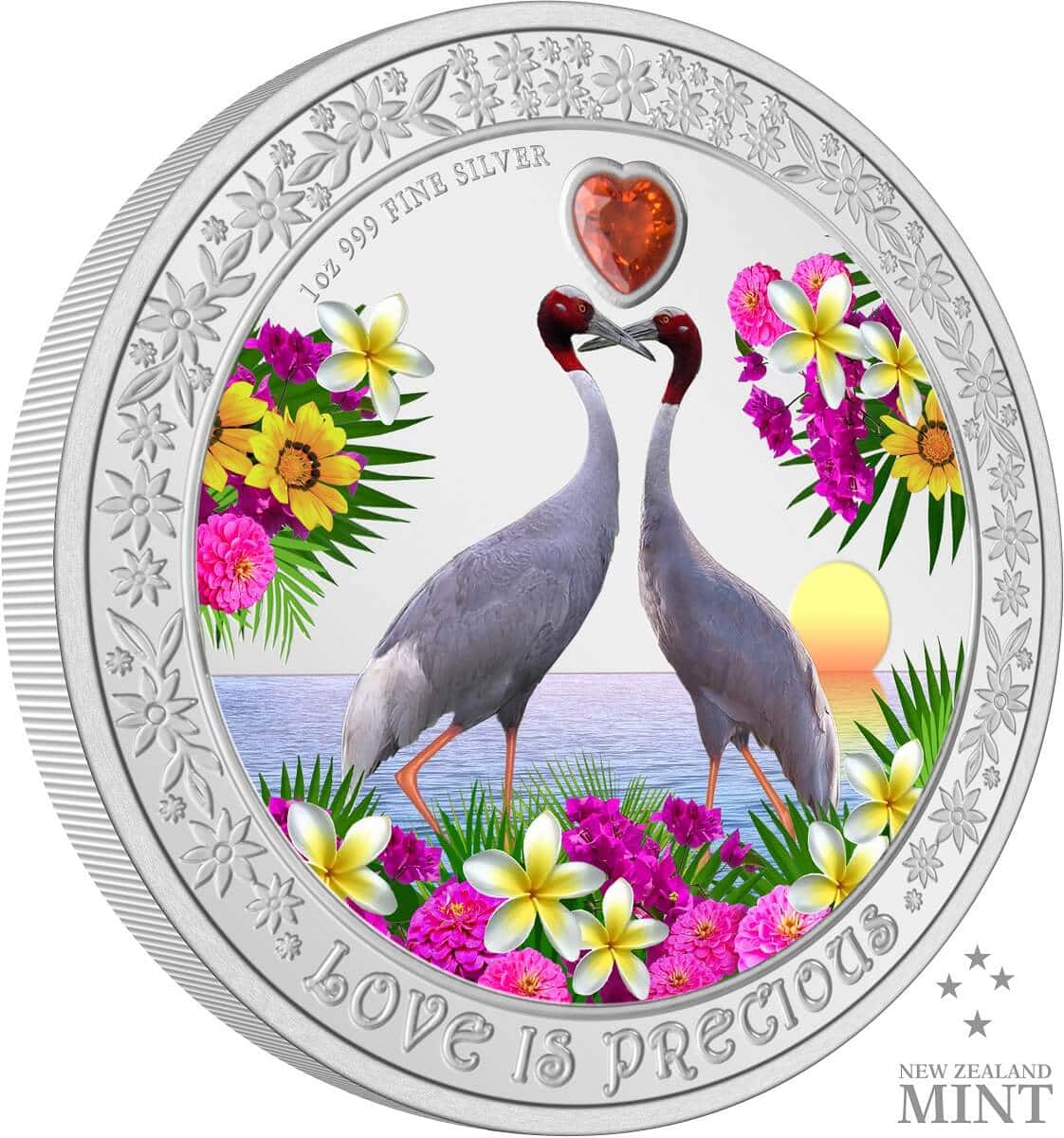 2024 Niue Love is Precious Sarus Crane 1oz Silver Colorized
