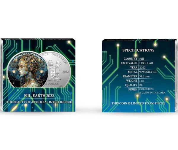 2022 Fiji Earth Artificial Intelligence Beauty 1oz Silver Colorized Coin - Image 4