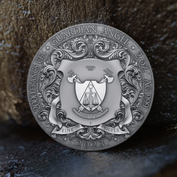 2023 Cameroon Guardian Angel 2oz Silver High Relief Antiqued Coin - Image 6