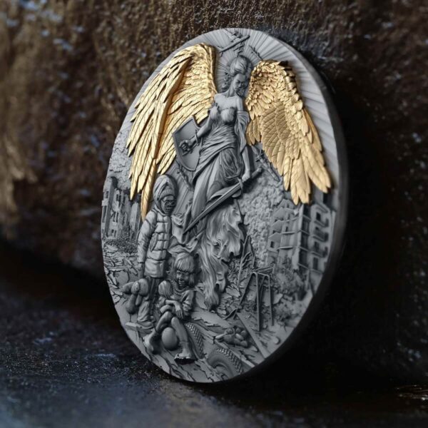 2023 Cameroon Guardian Angel 2oz Silver High Relief Antiqued Coin - Image 4