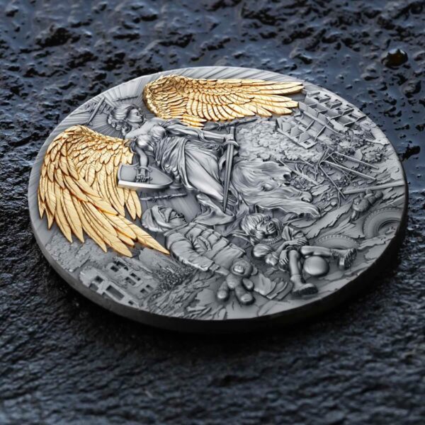 2023 Cameroon Guardian Angel 2oz Silver High Relief Antiqued Coin - Image 5