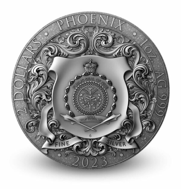 2023 Niue Phoenix 1oz Silver Antiqued High Relief Coin - Image 2