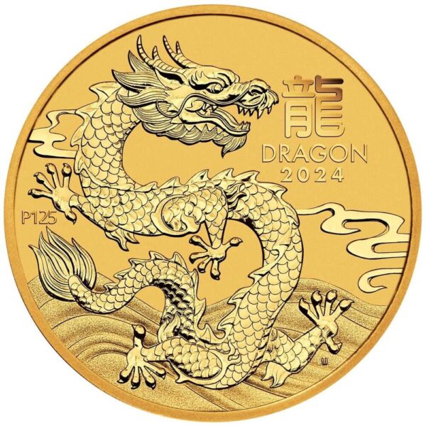 2024 Australia Lunar Series III Year of the Dragon 1/10oz Gold BU Coin